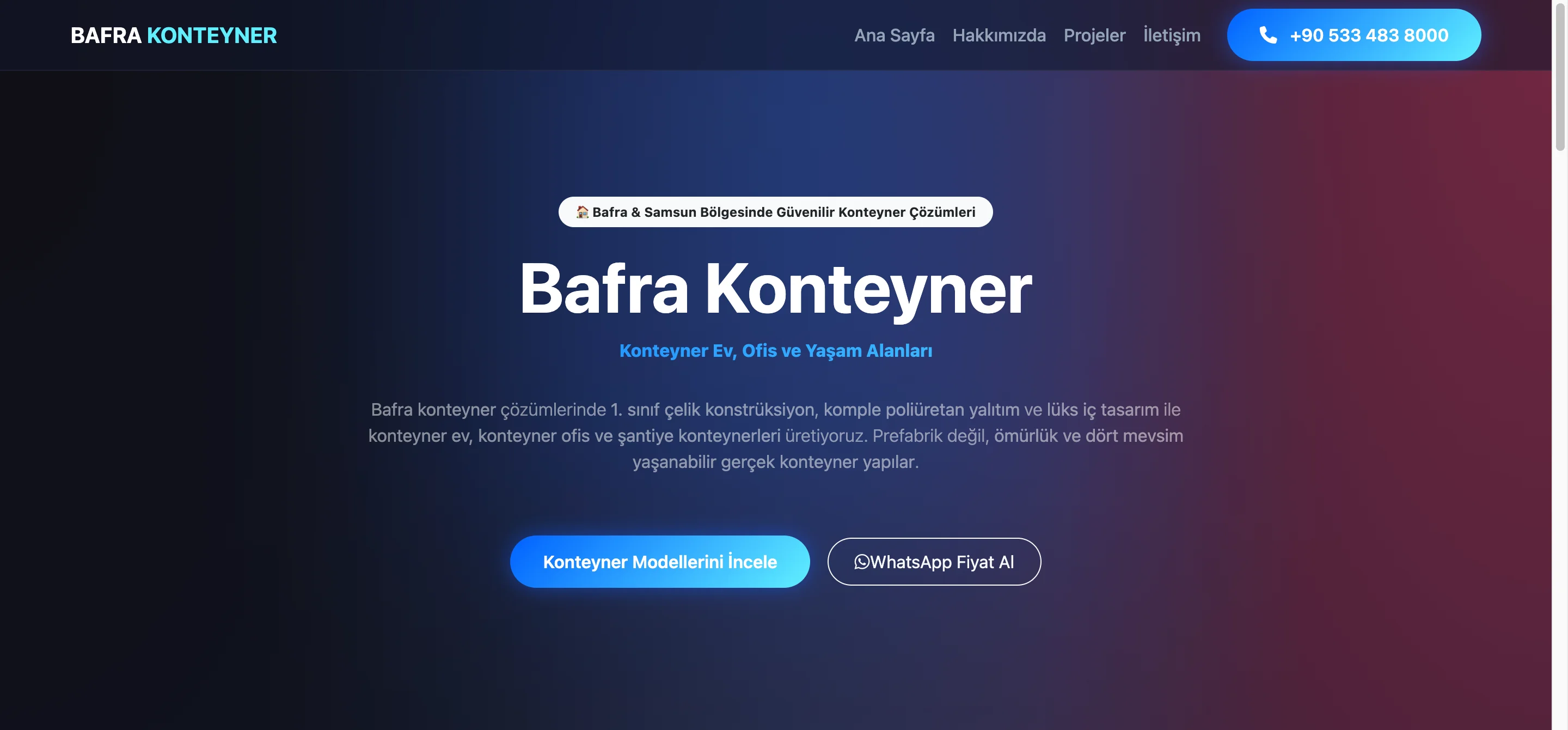 Bafra Konteyner web sitesi - Bafrada web sitesi